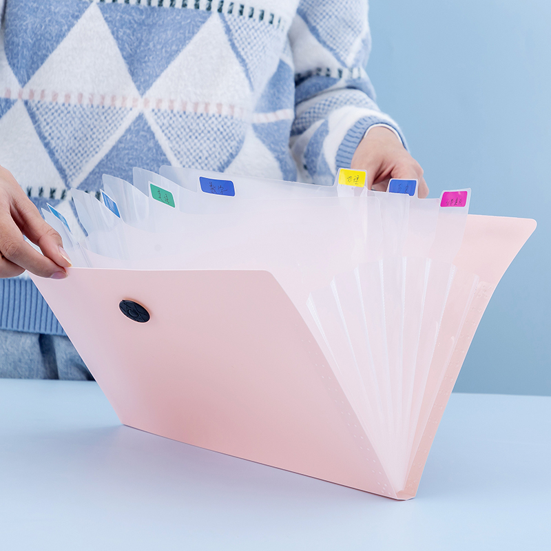 Tech Accessories Organizer - แฟ้มเอกสารนักเรียน 1 ชิ้น พร้อมกระเป๋าเก็บของแบบใสทรงพับได้ น่ารัก มี